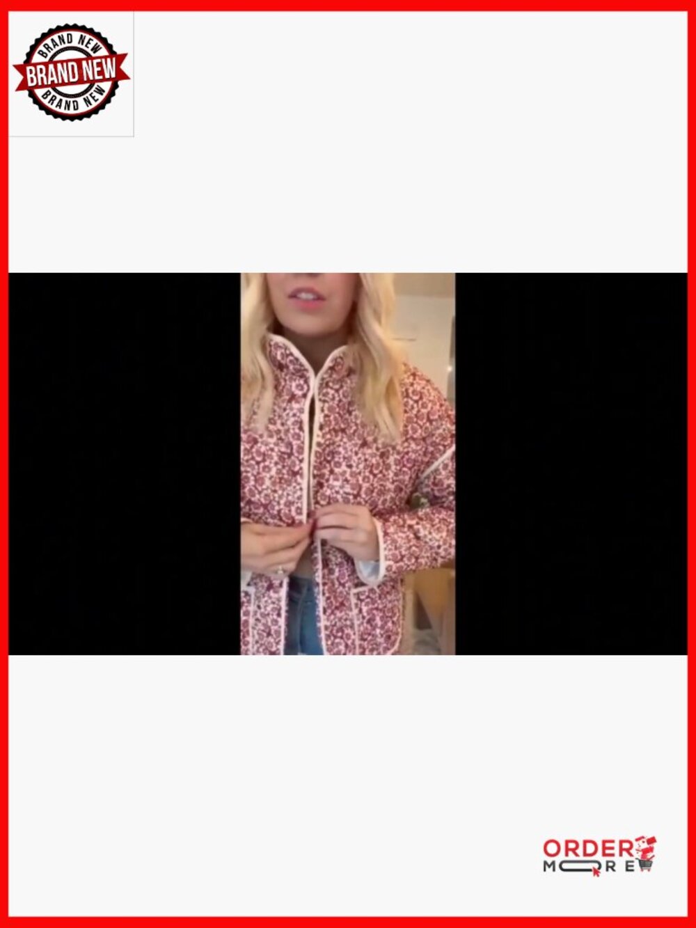 Lightweight Cropped Puffer Jacket with Floral Print - Picture 7 of 7
